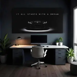 Vintage Bmw M4 Dream Big Canvas Print - Supercar Wall Decor & Motivational Quote Poster