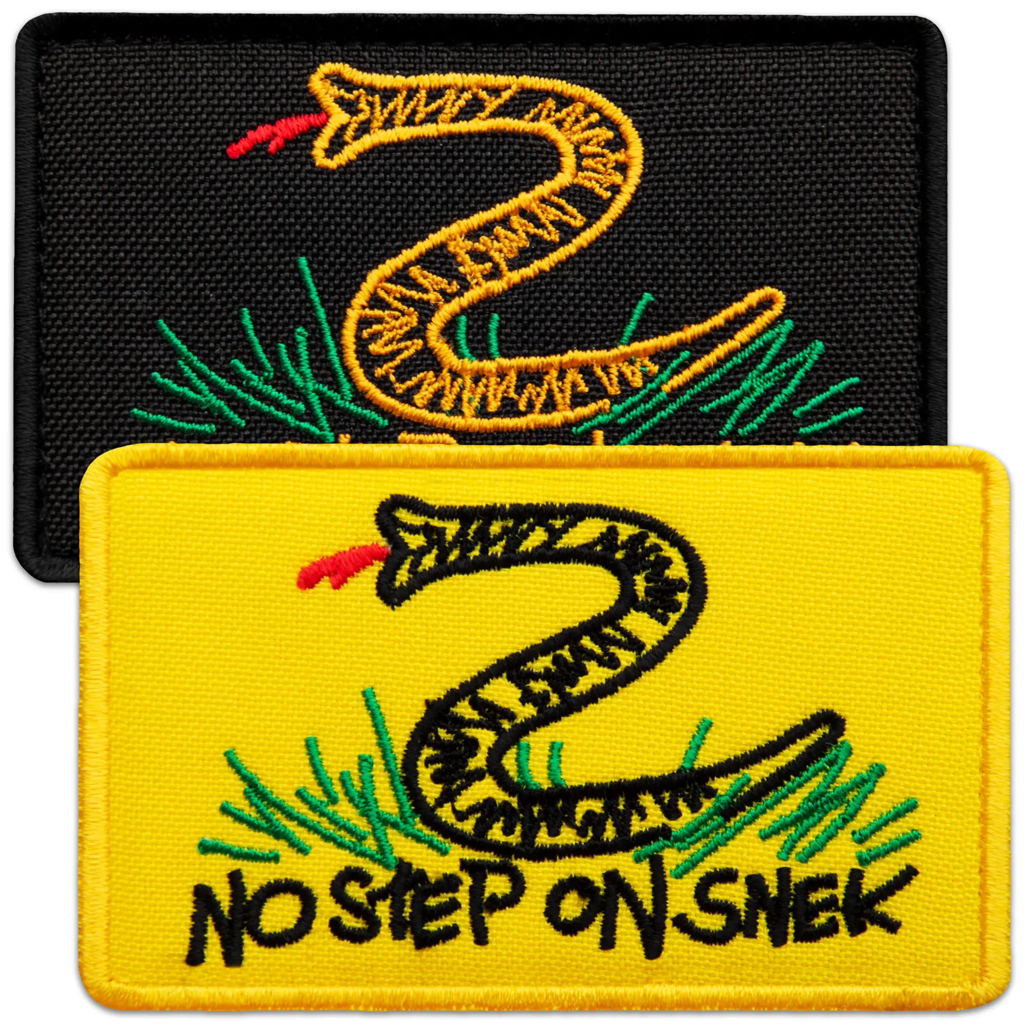Bluyellow 2Pcs No Step On Snek Patch, Hook and Loop Embroidered Gadsden Flag Patches, Funny Patches for Tactical Backpack, Vest, Dog Harness, American Patch, Black and Yellow, Sew on Option, 2x3 Inch