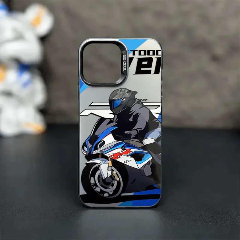 Anime Design Cool Motorcycle Boy Protective Phone Case for iPhone 16 Pro Max,15 Plus,14,13,12,11,XR,XS - Anti-Scratch,Shockproof,Pocket-Friendly,Durable Black Silicone Casing with Matte Screen Protector for Smartphone,Handheld,Cellphone Devices, Accessori