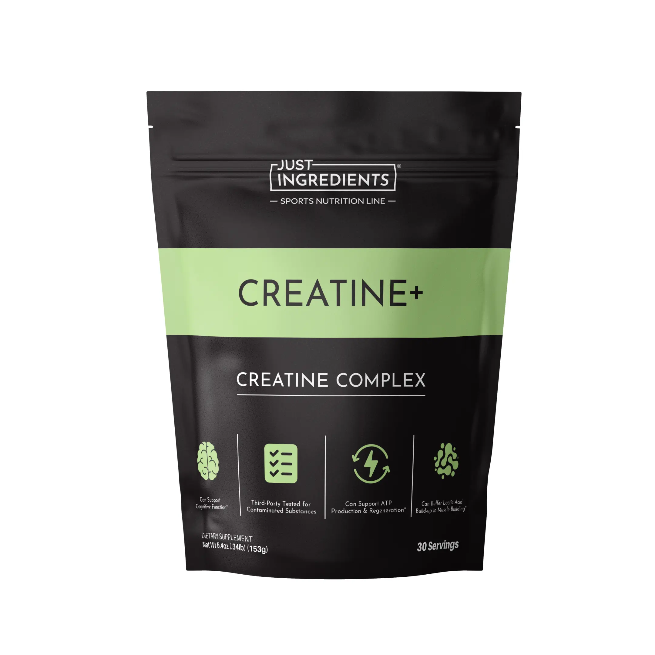 Just Ingredients Creatine+ Monohydrate Powder with Rejen Fulvic Mineral Complex - Supports Muscle Recovery, Energy, Strength, Cognitive Function - 30 Servings