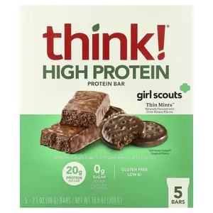 Think ! High Protein Bars, Thin Mints™, 5 Bars, 2.1 oz (60 g) Each