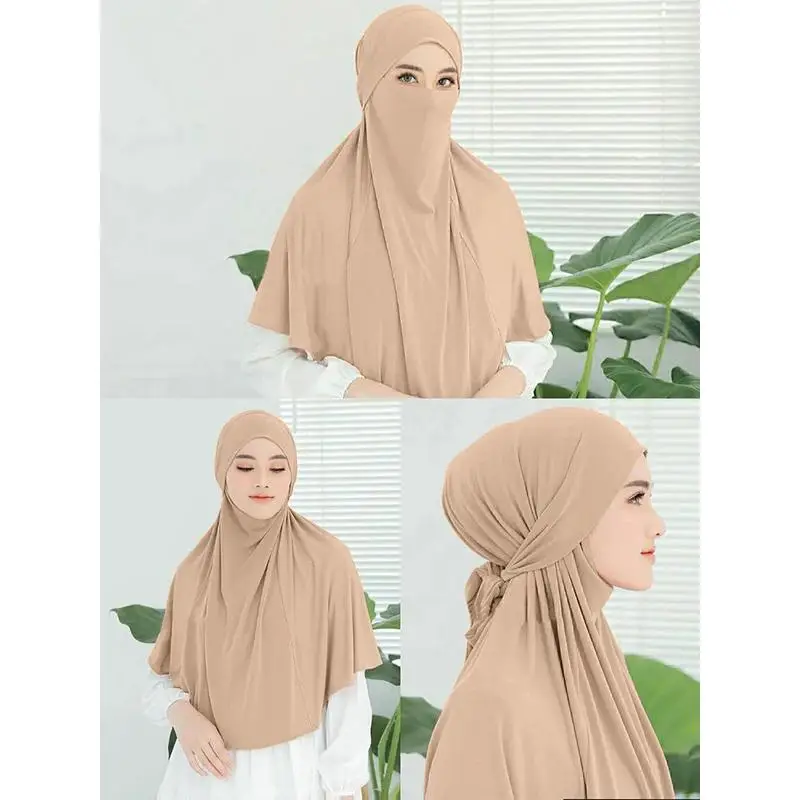 Plain Large Size Headband Muslim Hijab Women Instant Turban Top Quality Islamic Headscarf Ramadan