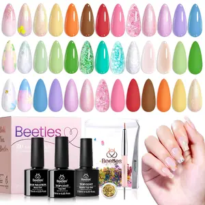 Beetles Gel Nail Polish Set Spring Summer Pastel Gel Polish with Glossy & Matte Top, Coat, and Glitter UV Embrace Nature for Women & Girls Gift