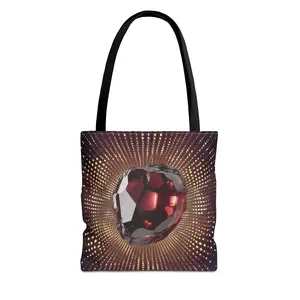 January Garnet Crystal Tote Bag, February Birthstone, Golden Dot Background, Crystal Healing Tote, Gold Accent Bag, Reusable Shopping