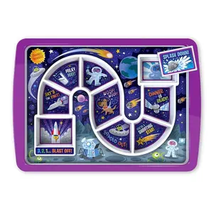 DINNER WINNER Outer Space Game Plate - Rockets and Astronauts - Gamified Mealtime Solution for Picky Eaters, Reward-Based Feeding Tray for Kids