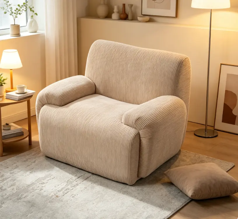 43" Wide Modern Chenille Oversized Tub Accent Chair - Boneless Comfy Single Sofa Armchair with Deep Seat, Furniture for Living Room Reading Lounge