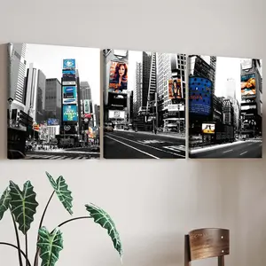 City Architecture Art Poster, 3 Counts Wooden Framed Canvas Print, Fashion Wall Decoration, Perfect Living Room Decoration, Bedroom Art Room Decoration, Ornaments, Modern Home Decor