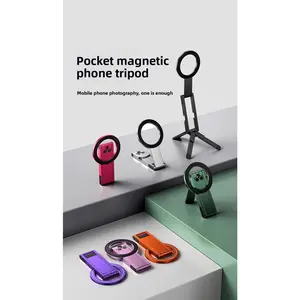 Magnetic Foldable Cellphone Tripod, Compact 360° Rotating Adjustable Mount, Portable Multi-Functional Pocket Stand for Selfies, Vlogging - Phone & Electronics Accessories