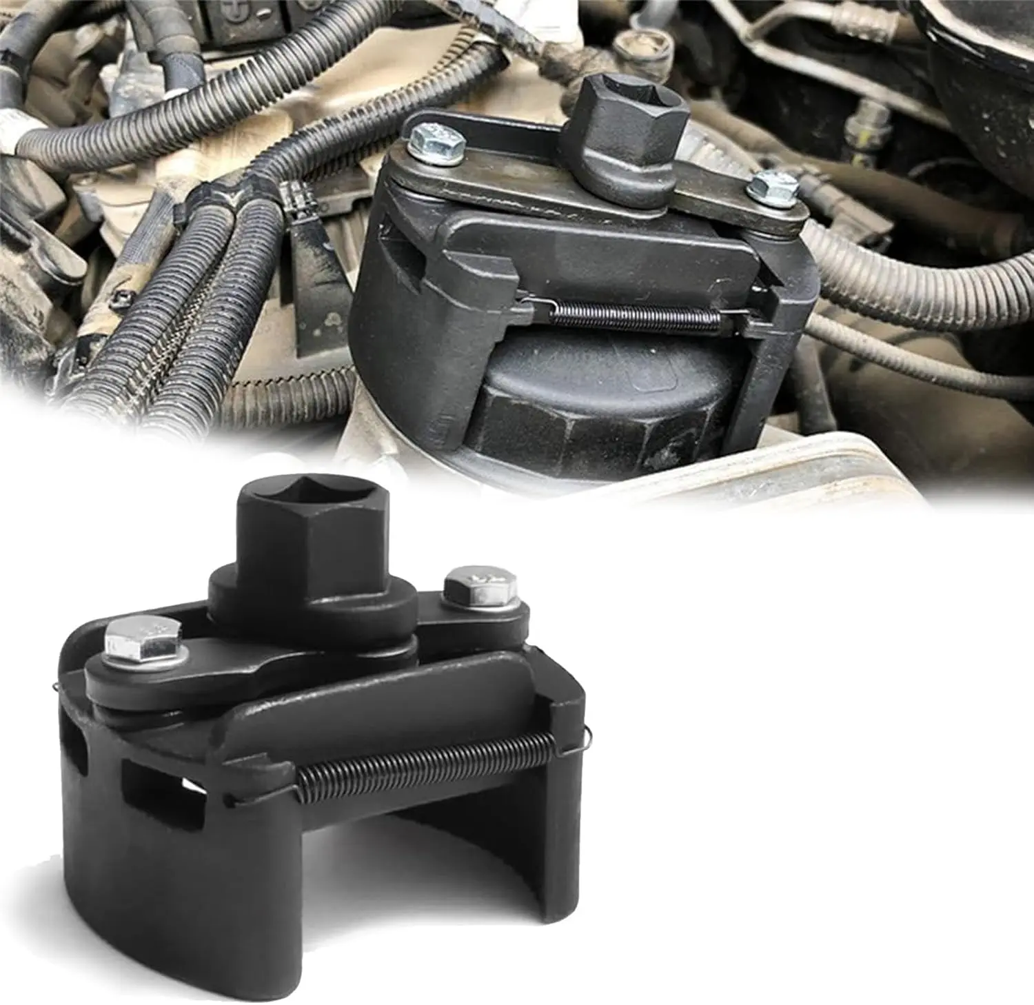 Adjustable Oil Filter Wrench, Oil Filter Removal Wrench, Reversible Grip for Easy Removal & Installation, Car Repair Tool