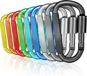 Carabiner Clip  D-Ring Locking Durable  and Light Large Carabiners Clip Set for Outdoor Camping Screw Gate Lock Hooks Spring Link Improved Design Pack (9 Pack)