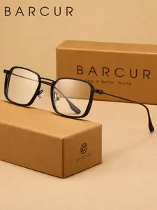 BARCUR Exquisite Stainless Steel Square Frame Anti Blue Light Glasses, Fashionable Decoration For Office Games, Reducing Blue Light, A Great Gift, Stylish Square Frames, Square Frames Eyeglass, Square Frame Eyeglasses