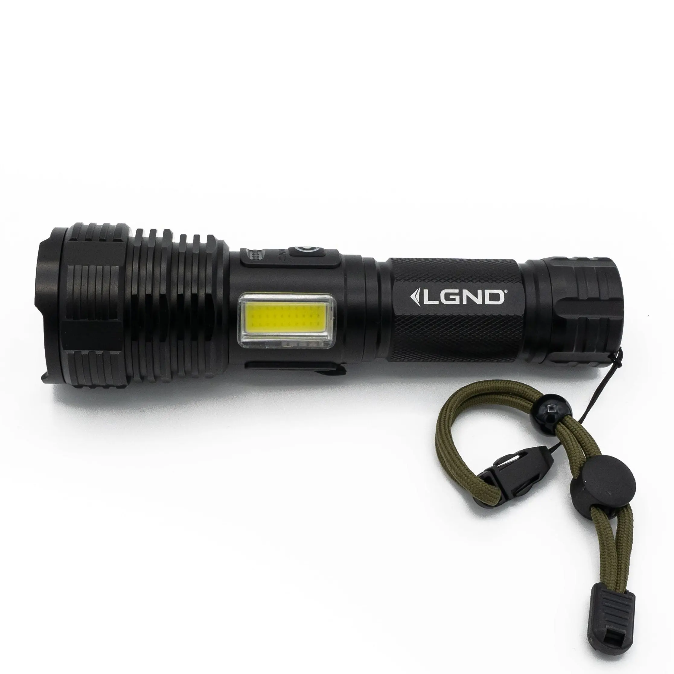 LGND Outdoors Ultra-High Intensity Tactical Flashlight – Rechargeable LED, Zoomable, COB Side Light, Waterproof