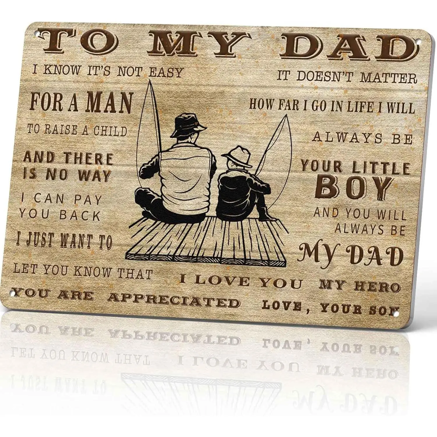 To My Dad Gifts 8x12 Inch Aluminum Home Sign - Decorative Sign, Home Decor Plaque, Father's Day Fishing Enthusiast Son-Crafted Wall Decor, Aluminum Home Signs