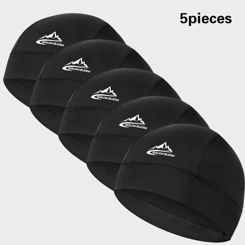5PCS Breathable Skull Cap Helmet Liner for Men Women, UPF50+ Quick Dry Mesh Cycling Cap, Sweatproof Stretch Athletic Headwear for Running Biking Hiking Outdoor Sports, Lightweight Summer Sun Protection