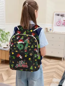 Christmas Gift for Son, Pocket Backpack, Christmas Hat Theme Fashion Print, Comfortable Soft Fabric, Holiday Essential, School, Travel, Shopping, Casual Printed Backpack