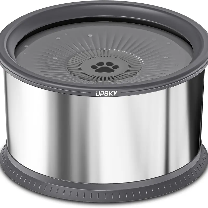 UPSKY Stainless Steel Dog Water Bowl - 1.6 Gal/6.5L/220oz No Spill Slow Feeder with Anti-Slip Mat, Splash-Proof for Calm Floors, Removable Disk Simplifies Cleaning, Helps Prevent Choking Risk for Large Dogs & Messy Drinkers
