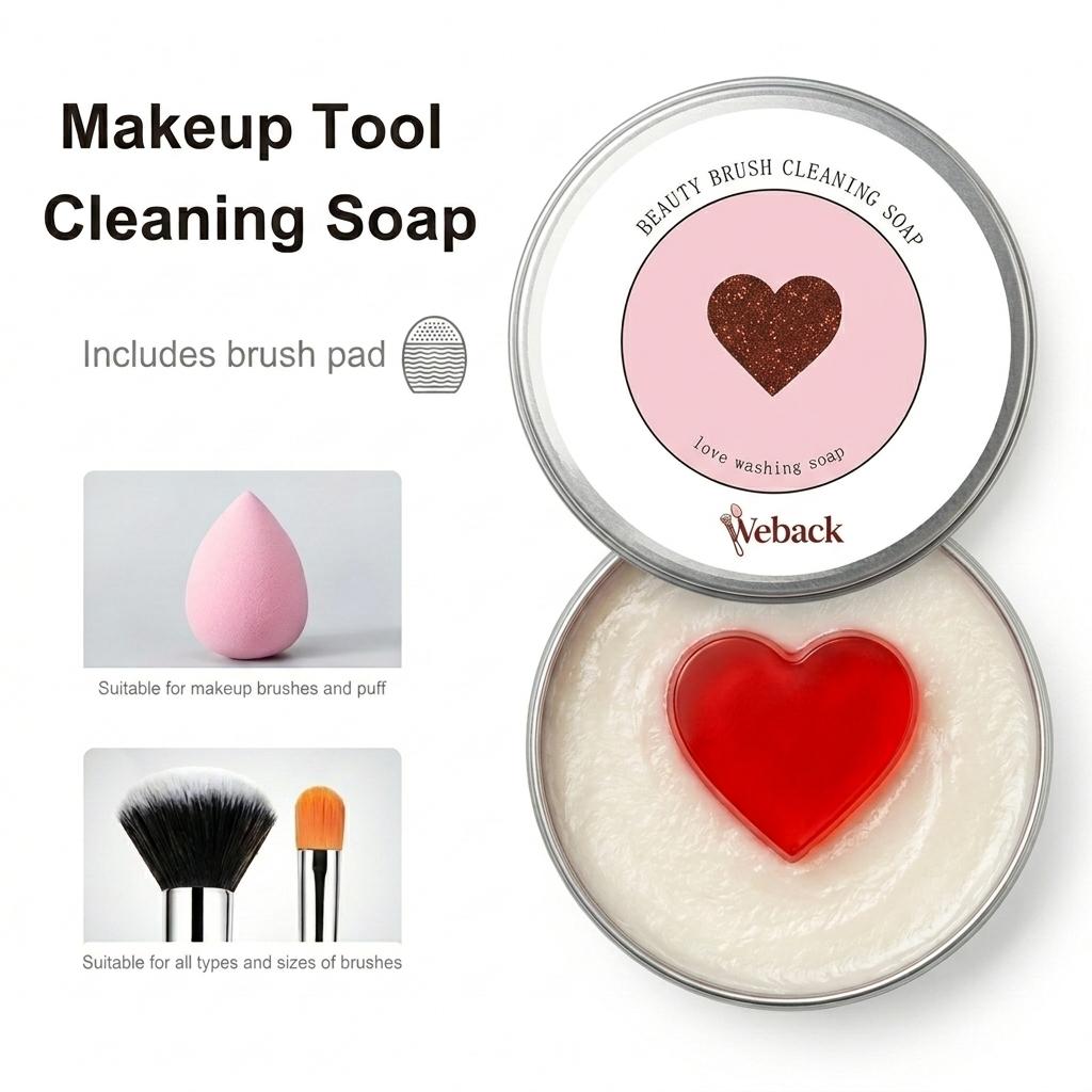 WEBACK Makeup Brush Cleaner Soap with Silicone Cleaning Pad,Savon nettoyant pinceaux Solid brush cleaner 3.52oz/100g
