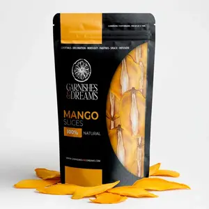 Garnishes & Dreams Dehydrated & Dried Mango Slices – Sweet Tropical Fruit for Cocktails, Pavlovas, Desserts & Cheeseboards, Natural Edible Garnish, No Sugar Added