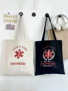 Paramedic Life Inspirational Print Tote Bag for Everyday Use and Work Commute  Durable EcoFriendly Cotton Canvas Shoulder Bag for Medical Professionals and Emergency Responders  Perfect Paramedic Gift for Holidays such as Christmas and Thanksgiving