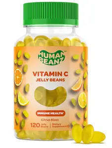 Vitamin C Jelly Bean Gummies for Adults, Immune Support Dietary Supplements, Vegetarian, 120 Citrus Blast Jelly Beans, Kosher