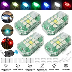 2/4Packs RGB LED Strobe Light with Remote Control,Rechargeable 7 Color Changing Security Lights for Car, Trucks, Bike, Vehicles, Drone, Riding Anti-Collision Night Signal Light