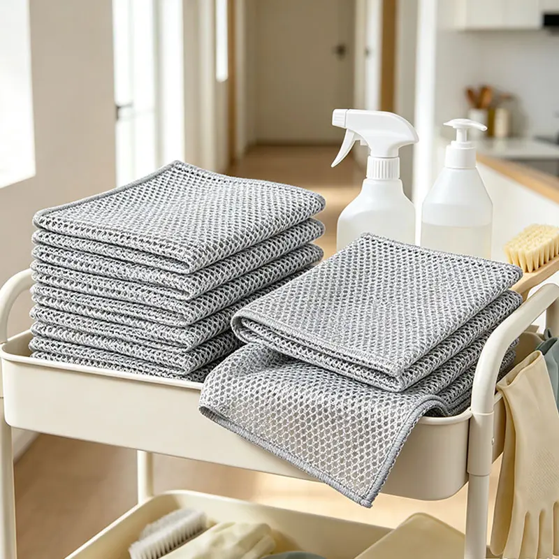 10 Counts Multipurpose Dishwashing Rags, Double-Layer Non-Scratch Wire Cloth, Metal Wire Rag for Wet and Dry Kitchen Cleaning, Countertops, Dishes, Sinks