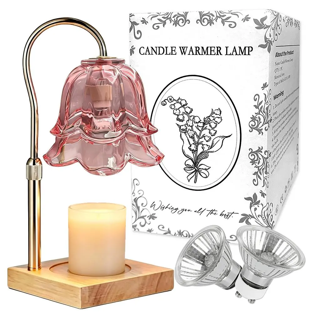 Convallaria Motif Wax Aromatherapy Warmer Lamp with Adjustable Stand, Built-in Timer, Aroma Diffusion, 2 Bulbs Included, Smokeless Home Decor for Dorm & Lounge