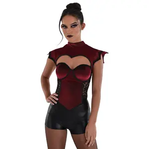 Women's Velvet Vampire Corset Top - Perfect for Halloween