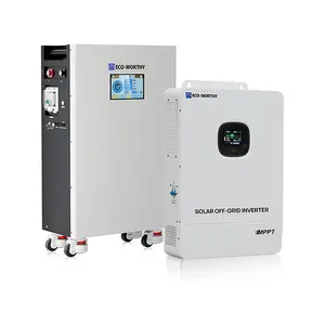 ECO-WORTHY Powermega 48V 314Ah(V2) LiFePO4 Battery & 5kW Solar Inverter Energy Storage System, Active Balancing BMS, Bluetooth-BT Monitoring, Communication-Ready for Home Backup, Emergency Use