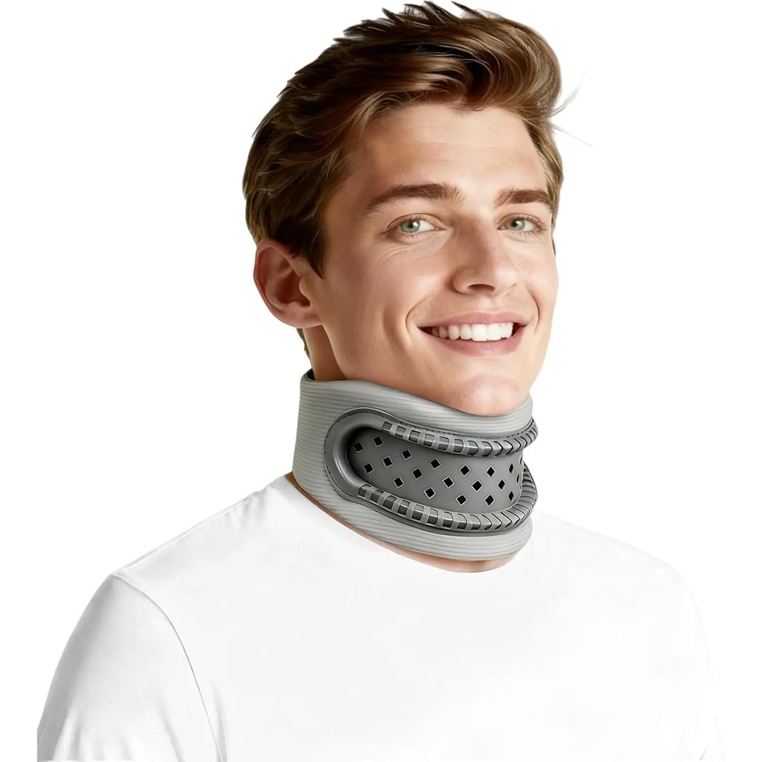 Neck Brace,Support Cervical Collar,Relieve Cervical Pain&Pressure for Men&Women,Skin-Friendly Fabric,Memory Foam Wrapped in Silicone Breathable Hard Frame