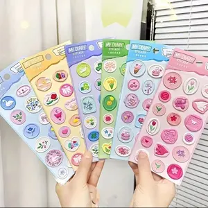 Style Fire Seal Stamp Stickers, 3D Embossed Waterproof Stickers, Girl Gacha Finished Stickers, Decorative Adhesive Decals