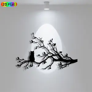 1pc Minimalist Cat and Tree Branch Metal Wall Art, Minimalist Cat and Tree Branch Statue Mural, Iron Craft, Perfect for Living Room, Garden, Indoor/Outdoor Decor, Silhouette Wall Decor,Christmas Decor, Ideal Gift for Nature Lovers