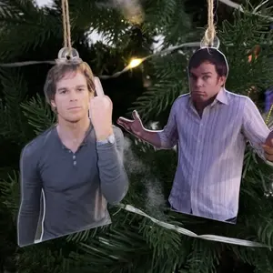Funny Dexter Morgan Christmas Tree & Car Hanging Double-Sided Acrylic Ornaments,Set of 5 Acrylic Christmas Tree & Car Hanging Decoration, Holiday Gift