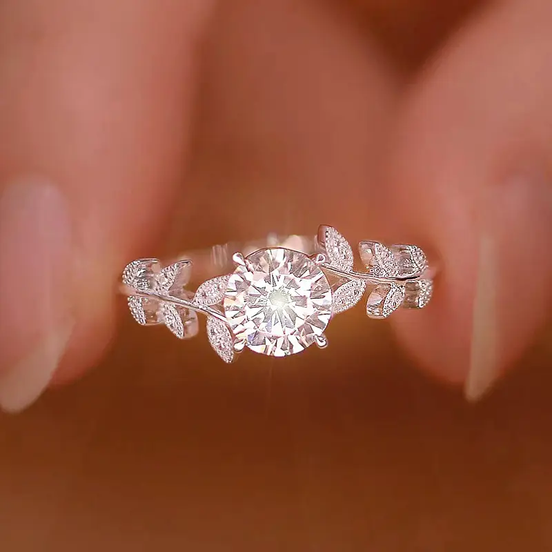 Buy 2 Get 1 Free！S925 Sterling Silver Laurel Leaf & Rose Goddess Ring with Sparkling 5A Zirconia - Ideal Wedding, Holiday & Anniversary Jewelry Gift f