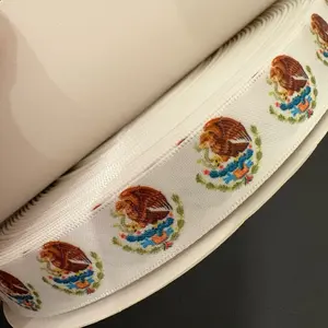 6/8" Mexican Eagle Satin Ribbon - 100-Yard Roll 6/8" Mexican Eagle Satin Ribbon - 100-Yard Roll