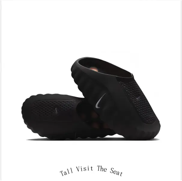 All Black EVA Slide Sandals, Breathable Hollow-Out Casual Slippers, Non-Slip Comfortable Cloud Slides for Men Women