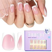 64 Pcs Pink Squoval Short Square
