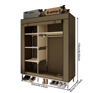 41‘’x17.7x66.9 inches Portable wardrobe cabinet with 5 large storage spaces and 1 clothing hanging space, 16mm metal frame, thick non-woven fabric clothing storage Closet Organizer apartment living room furniture dressers for bedroom furniture set