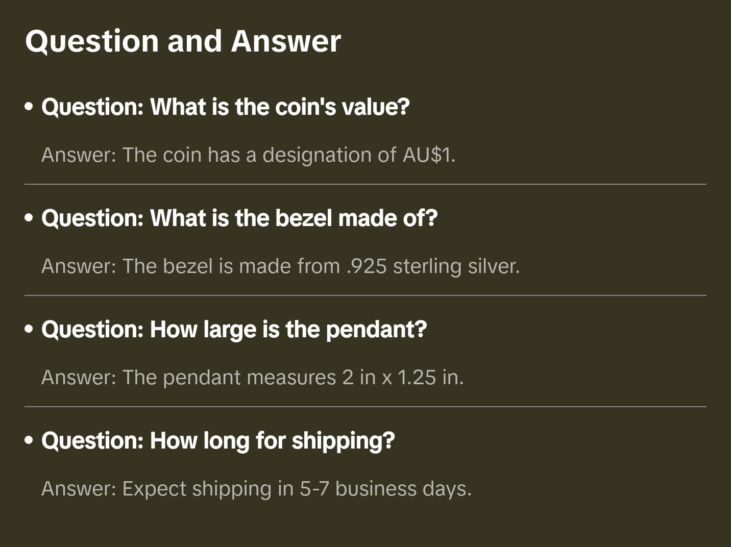 Dragon Coin Pendant – 2024 Perth Mint Australian Dollar Coin in .925 Silver Bezel