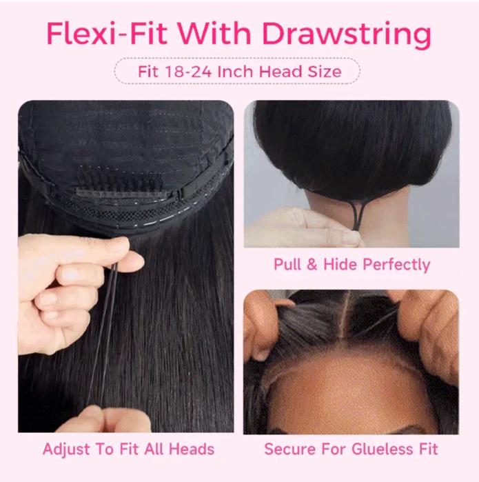 MYLOCKME Drawstring Wig 13x4 Body Wave Lace Frontal Wig Brazilian Glueless Lace Wig No Glue Pre-cut Frontal Wig For Beginners