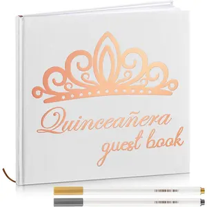 Quinceanera Guest Book 8.7'' x 8.7 with 2 Markers Rose Gold Foiled Photo Album for 15th Quinceanera Party Favors Libro De Firmas para 15 Años Quinceañera Decor Gifts 144 Pages(Quinceanera)