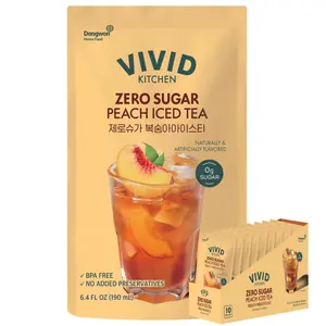 [Dongwon] Vivid Kitchen Zero Sugar Peach Iced Tea (10 Pouch) No Artificial Preservatives or Corn Syrup