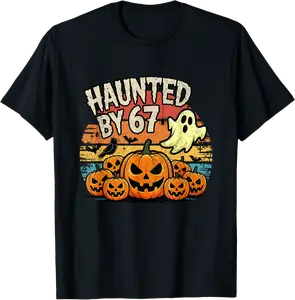 Haunted by 67 Humor Ghost and Pumpkin Halloween Costume T-Shirt - Janessaho Shop 92B0FTD15X4G