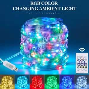 RGB String Lights, Bluetooth Smart Outdoor Fairy Lights, IP65 Waterproof, App Control, Music Sync, Color Changing LED Strip Lights for Christmas, Party, Holiday Decor #ChristmasLights #HolidayDecor #LEDLights #PartyLights #SmartLights