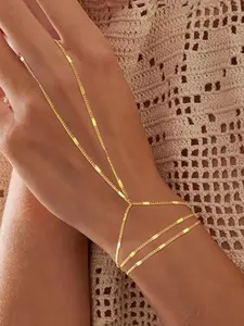 1 PC Elegant Finger Chain Bracelet Fashion Bracelet Stainless Steel Stackable Cuff Bracelets For Women & Girls Bride Wedding Engagement Party Jewelry Accessories Mother's Day Gift