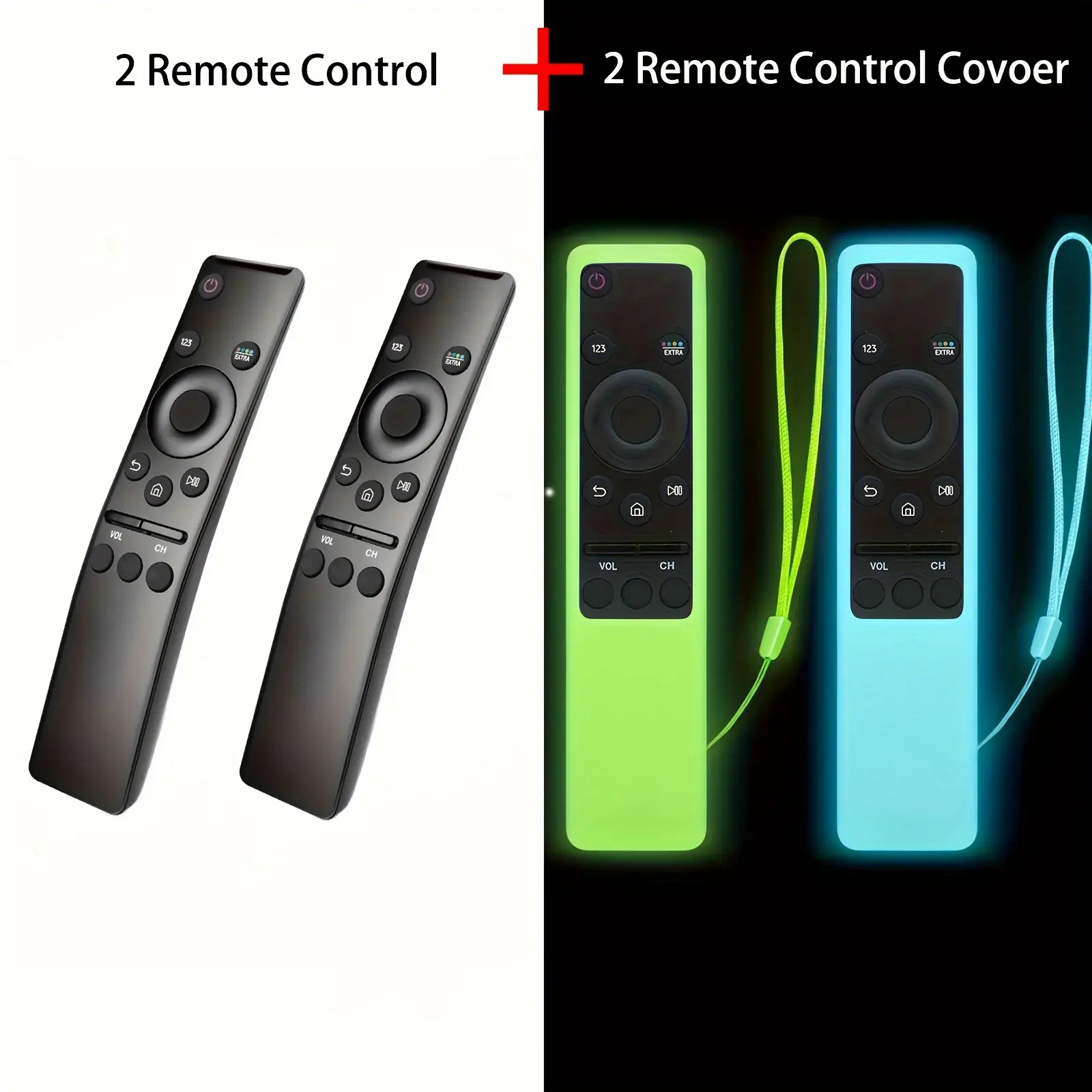 4 Pack (2 remote controls, 2 remote control cover) Universal Remote Control Compatible For Samsung TV LED QLED UHD SUHD HDR LCD Frame Curved Solar HDTV 4K 8K 3D Smart TVs