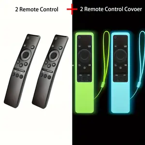 4 Pack (2 remote controls, 2 remote control cover) Universal Remote Control Compatible For Samsung TV LED QLED UHD SUHD HDR LCD Frame Curved Solar HDTV 4K 8K 3D Smart TVs