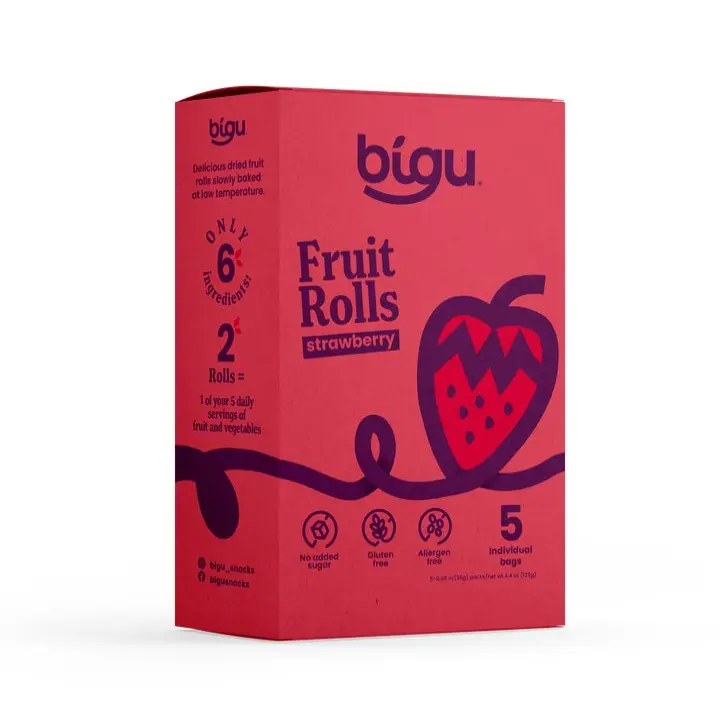 Strawberry Fruit Rolls 5-Pack - Natural Vegan Snack for Kids & Adults