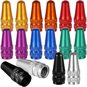 8 Colors Presta Valve Cap, 16 Pack Aluminum Anodized Bike Valve Stem Caps Bicycle Tire Air Dust Stem Covers - Used On Presta/French Valves Bike Tire Caps for MTB Road Racing Bicycle(Rocket Style)