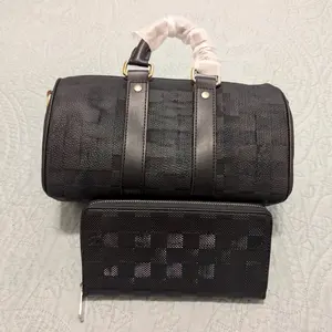 Black Leather Crossbody Set